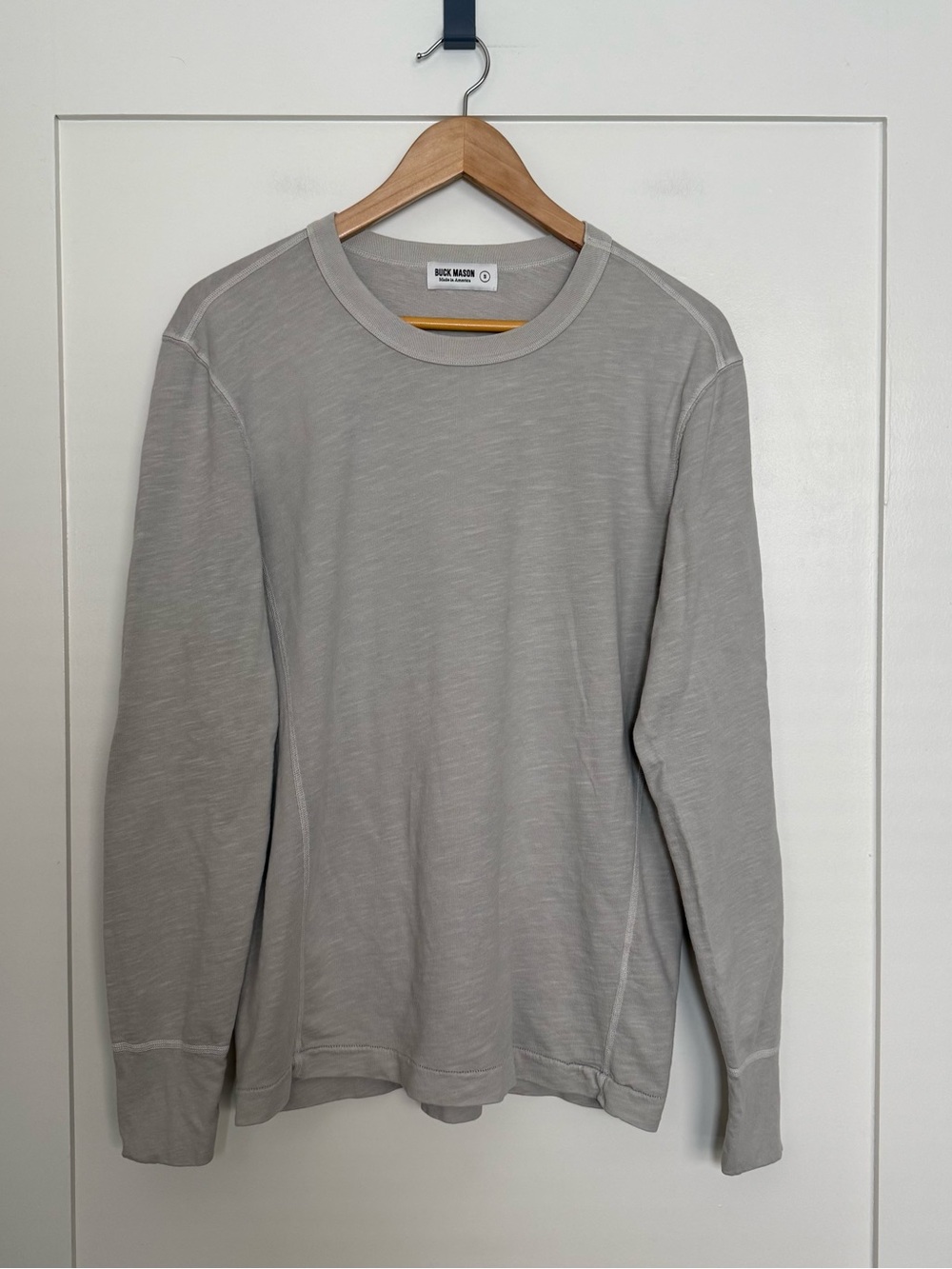 Buck Mason Shirt Mens Sz S Gray Long Sleeve Crewneck Cotton USA BM244